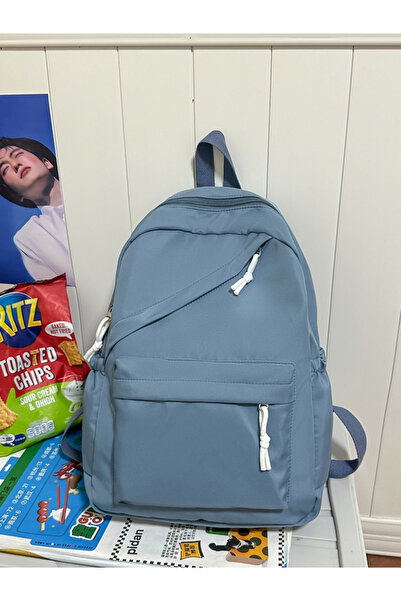 Take Two By Styli Blue Plain Backpack