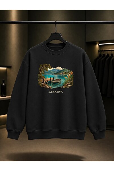 fame-stoned Sakarya Sapanca Lake Printed Unisex 100% Cotton Sweatshirt