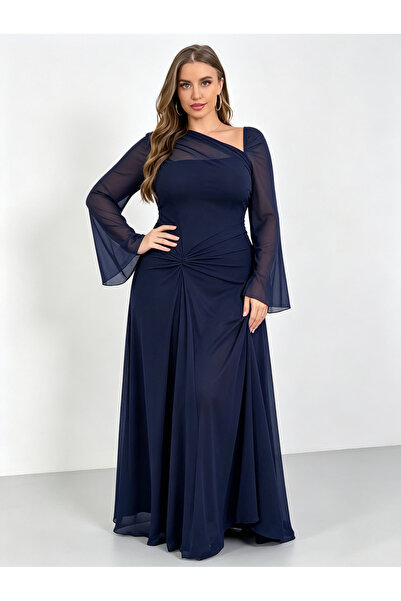 Take Two By Styli Dark Blue Plus Size Maxi Dress