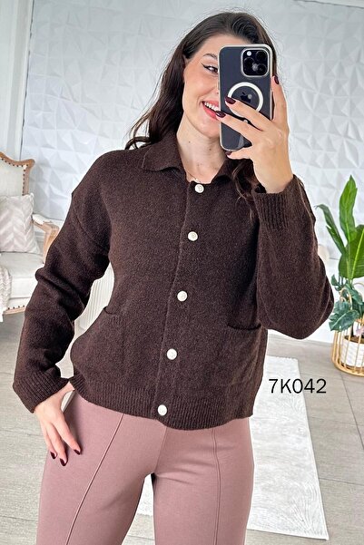 İnce Topuk Knitwear Cardigan with Front Pockets 7K042