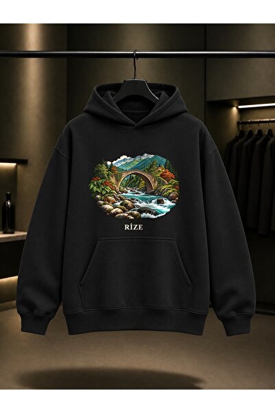 fame-stoned Rize Storm Bridge Printed Unisex 100% Cotton Hooded Sweatshirt