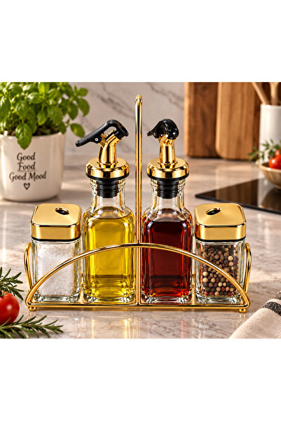 Generic Brand Set elegant pentru ulei, oțet, sare și piper, 5 piese, cu supor...