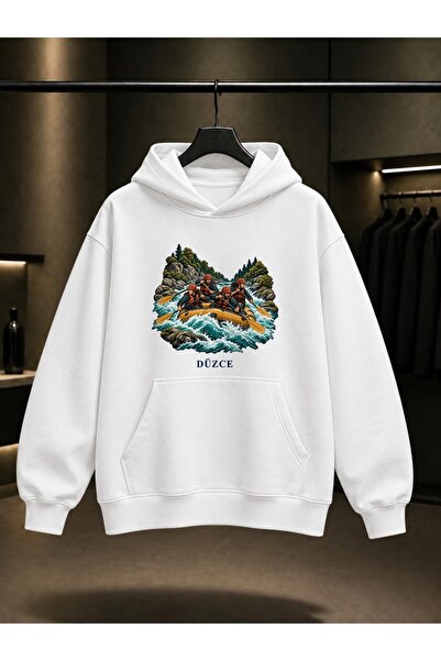 fame-stoned Düzce Melen Rafting Printed Unisex 100% Cotton Hooded Sweatshirt