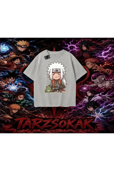 Tarzsokak تي شيرت Jiraiya Naruto Anime Character كبير الحجم للجنسين باللون ال...