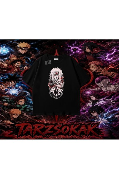 Tarzsokak تي شيرت Jiraiya Naruto Anime Character كبير الحجم للجنسين باللون ال...