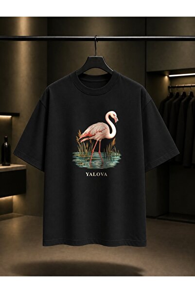 fame-stoned Yalova Hersek Flamingo Printed Unisex 100% Cotton T-Shirt