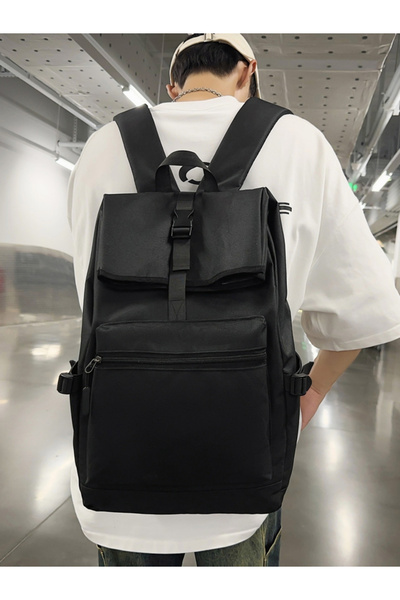 Take Two By Styli Black Plain Backpack