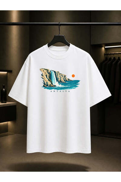 fame-stoned Antalya Düden Waterfall Printed Unisex 100% Cotton T-Shirt