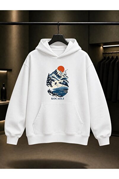 fame-stoned Kocaeli Kartepe Ski Printed Unisex 100% Cotton Hooded Sweatshirt