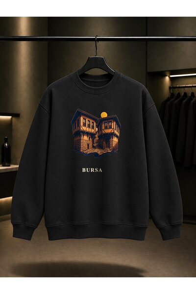 fame-stoned Bursa Cumalıkızık Printed Unisex 100% Cotton Sweatshirt