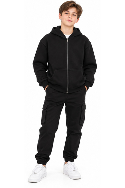 İrem Çocuk Giyim Boys/Girls Solid Color Kangaroo Pocket Zipper Closure Hooded...
