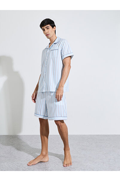 Styli Multi-Color Striped Short Sleeves Shirt and Shorts Pyjama Set
