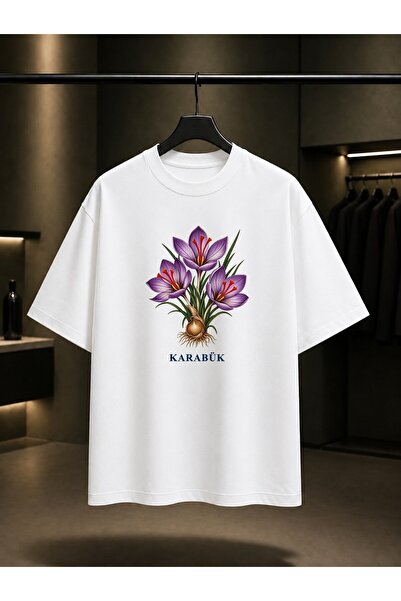 fame-stoned Karabük Saffron Flower Printed Unisex 100% Cotton T-Shirt