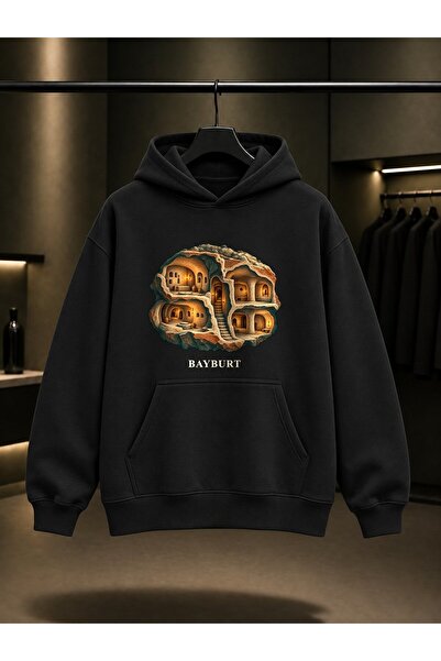 fame-stoned Bayburt Aydıntepe Printed Unisex 100% Cotton Hooded Sweatshirt