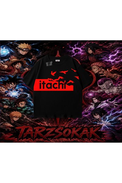 Tarzsokak تي شيرت Itachi Uchiha Naruto Anime Character كبير الحجم للجنسين بال...