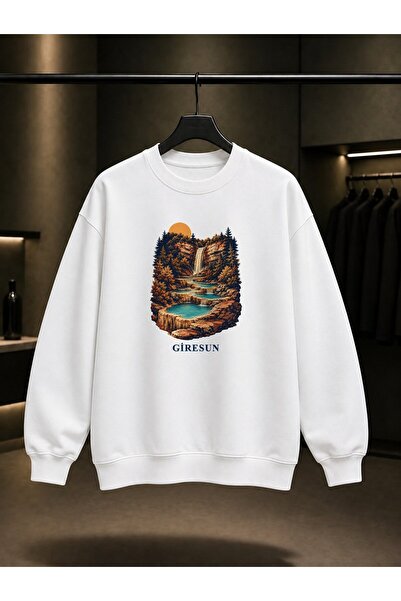 fame-stoned Giresun Blue Lake Kuzalan Printed Unisex 100% Cotton Sweatshirt