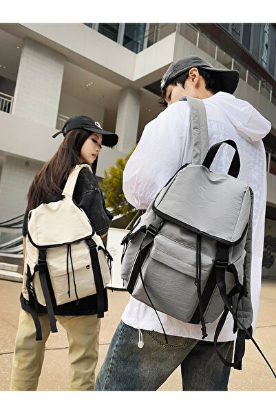 Take Two By Styli White Drawstring Backpack