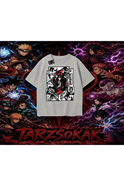 Tarzsokak تي شيرت Itachi Uchiha Naruto Anime Character كبير الحجم للجنسين بال...