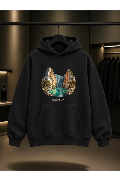 fame-stoned Samsun Şahinkaya Canyon Printed Unisex 100% Cotton Hooded Sweatshirt
