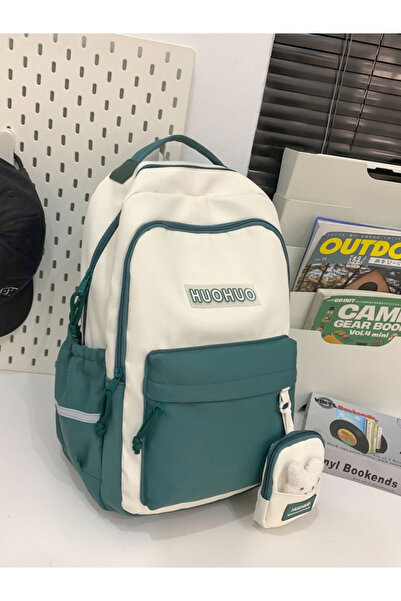 Take Two By Styli Multi-Color College Style Collision Backpack with Small Pouch