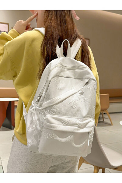 Take Two By Styli White Embossed Backpack