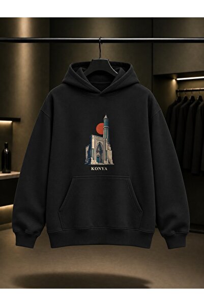 fame-stoned Konya Ince Minareli Medrese Printed Unisex 100% Cotton Hooded Swe...