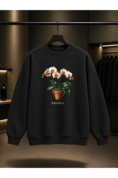 fame-stoned Yalova Orchid Printed Unisex 100% Cotton Sweatshirt