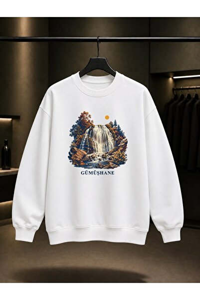 fame-stoned Gümüşhane Tomara Waterfall Printed Unisex 100% Cotton Sweatshirt