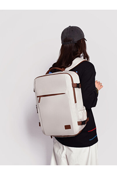 Take Two By Styli White Travel Backpack with Shoe Compartment