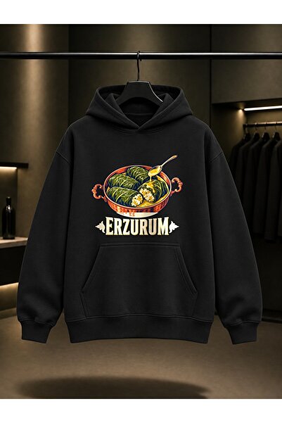 fame-stoned Erzurum Lor Filled Printed Unisex 100% Cotton Hooded Sweatshirt