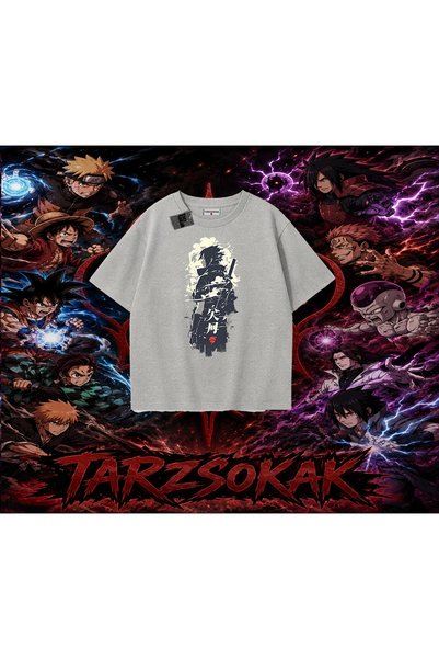 Tarzsokak Sasuke Uchiha Naruto Anime Character Oversize Unisex T-Shirt White