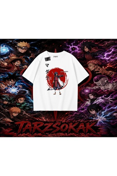 Tarzsokak تي شيرت Madara Uchiha Naruto Anime Character كبير الحجم للجنسين بال...