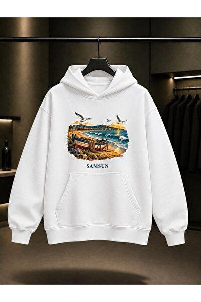 fame-stoned Samsun Atakum Coast Printed Unisex 100% Cotton Hooded Sweatshirt