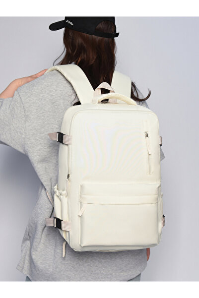 Take Two By Styli White Travel Backpack with Shoe Compartment