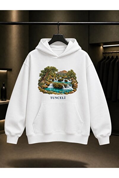 fame-stoned Tunceli Munzur Eyes Printed Unisex 100% Cotton Hooded Sweatshirt