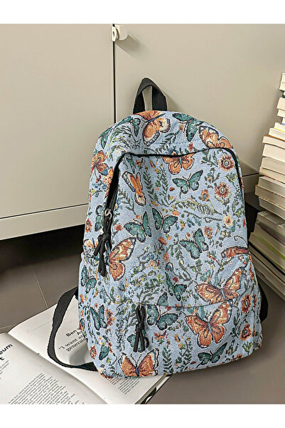 Take Two By Styli Blue Butterfly Tapestry Backpack
