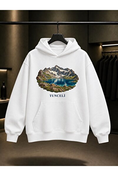 fame-stoned Tunceli Buyer Baba Gölü Printed Unisex 100% Cotton Hooded Sweatshirt