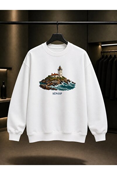 fame-stoned Sinop İnceburun Flashlight Printed Unisex 100% Cotton Sweatshirt
