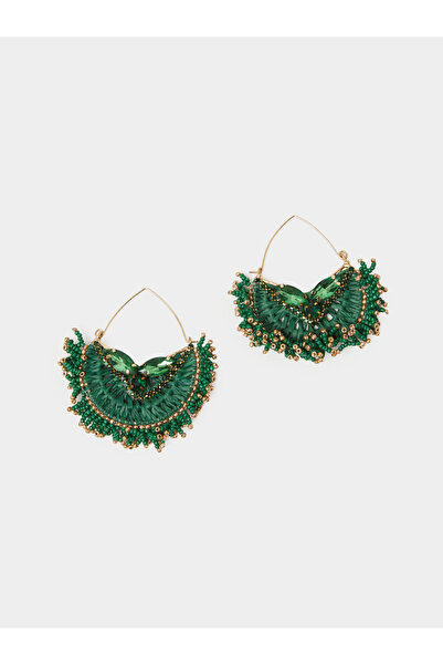 Styli Emerald Green Beaded Dangler Earrings