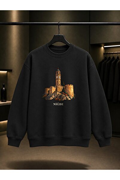 fame-stoned Nigde Castle Clock Tower Printed Unisex 100% Cotton Sweatshirt