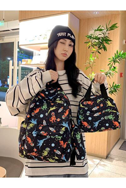 Take Two By Styli 3Pcs Cartoon Print Nylon Backpack Set