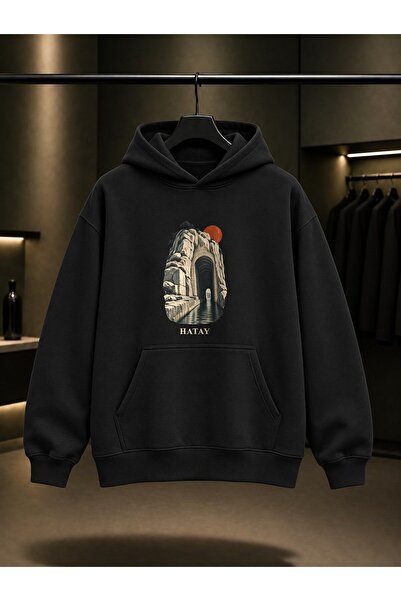fame-stoned Hatay Titus Tunnel Printed Unisex 100% Cotton Hooded Sweatshirt