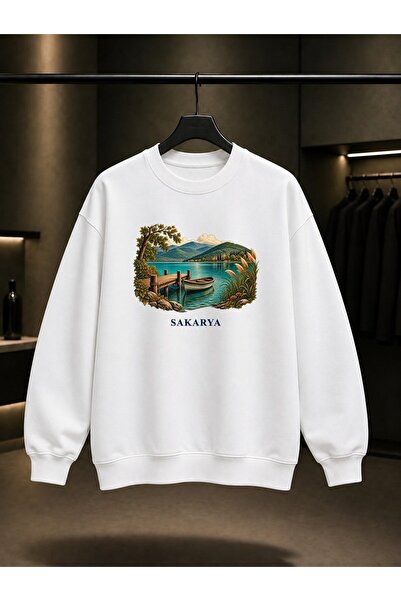 fame-stoned Sakarya Sapanca Lake Printed Unisex 100% Cotton Sweatshirt