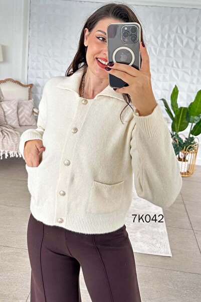 İnce Topuk Knitwear Cardigan with Front Pockets 7K042