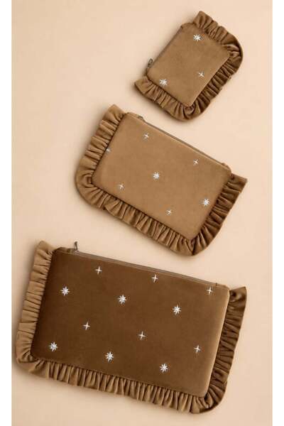 OEMS Star Embroidery Makeup Bag - Medium