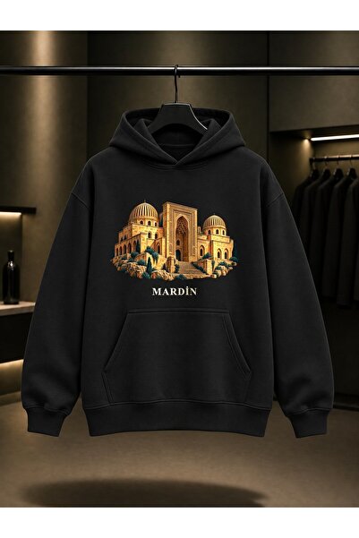 fame-stoned Mardin Zinciriye Medresesi Printed Unisex 100% Cotton Hooded Swea...