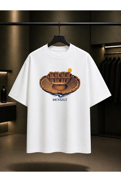 fame-stoned Denizli Hierapolis Ancient Theater Printed Unisex 100% Cotton T-S...
