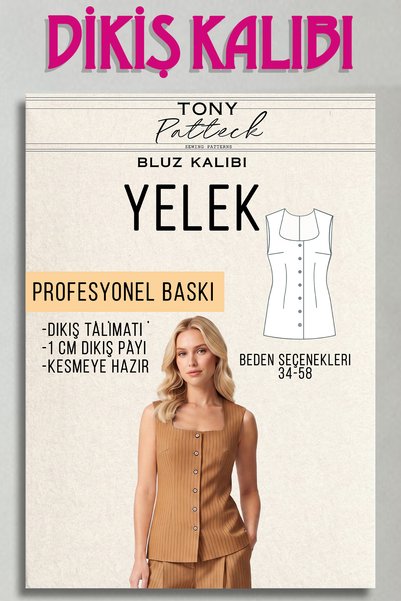 Tony Patteck Yelek (YL3)- Hazır Dikiş Kalıbı (34-58 Beden)