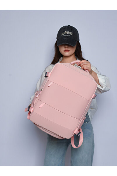 Take Two By Styli Pink Travel Backpack with Shoe Compartment