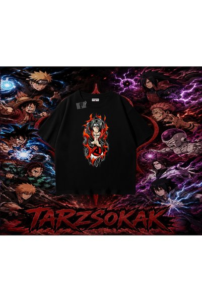 Tarzsokak تي شيرت Itachi Uchiha Naruto Anime Character كبير الحجم للجنسين بال...